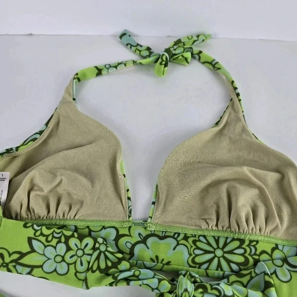 Victoria Secret Green and Blue Floral Flower Power Tie Neck Bikini Bathing Suit - Picture 7 of 9